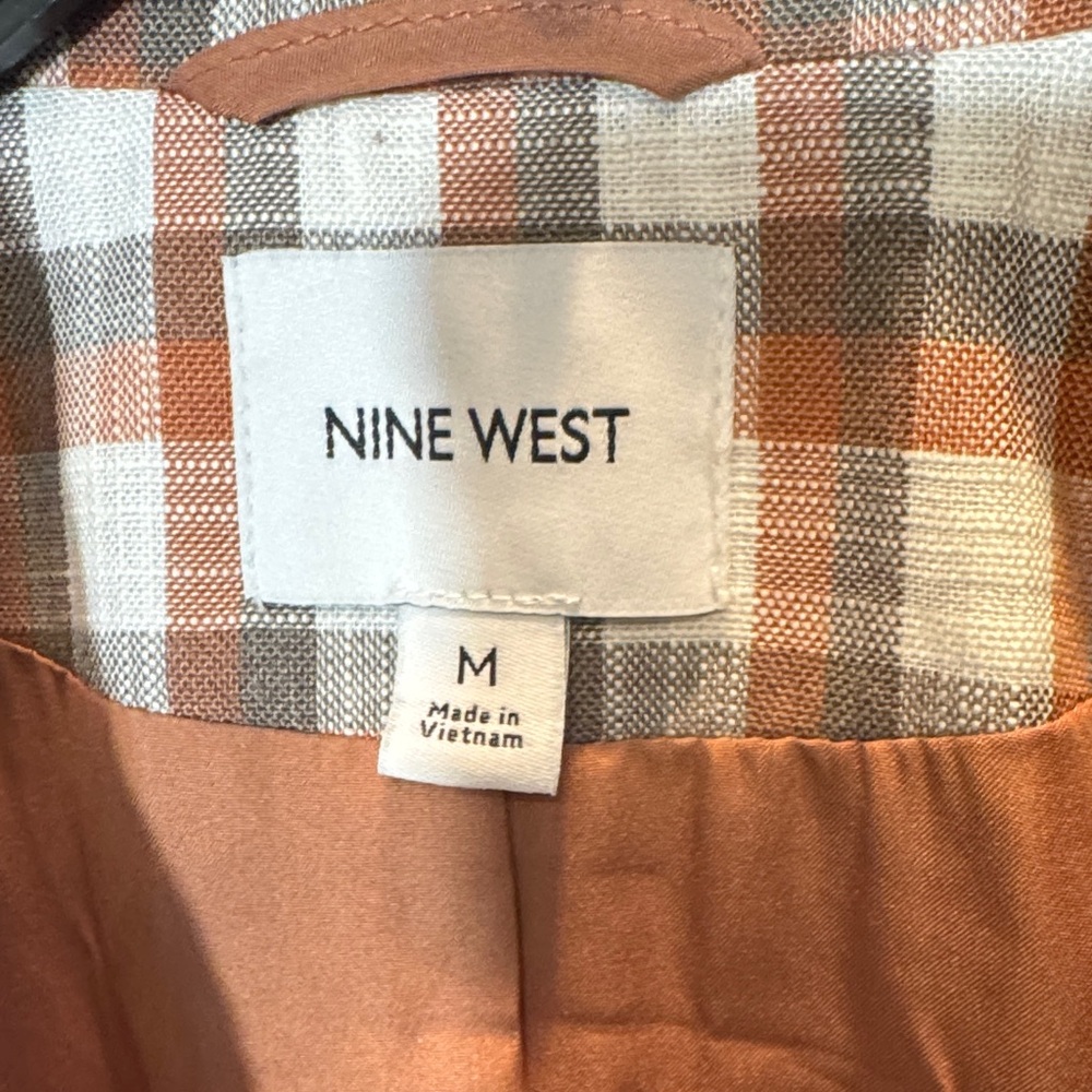 Nine West Plaid Blazer in Orange and Cream with Teal shorts set M - Picture 2 of 16